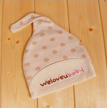 復件 天然有機棉彩棉繡花無刺感純棉新生嬰兒打結帽春秋款雙層寶寶胎帽