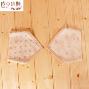 2層春秋款包邊按扣型有機棉彩棉嬰兒三角巾寶寶圍巾兒童口水巾