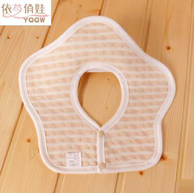 360度轉動春秋冬款有機棉彩棉夾棉幼兒圍嘴五角星寶寶圍兜口水巾