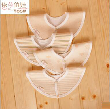 春秋款360度轉(zhuǎn)動(dòng)防水圓形有機(jī)棉彩棉嬰幼兒圍嘴寶寶圍兜口水兜